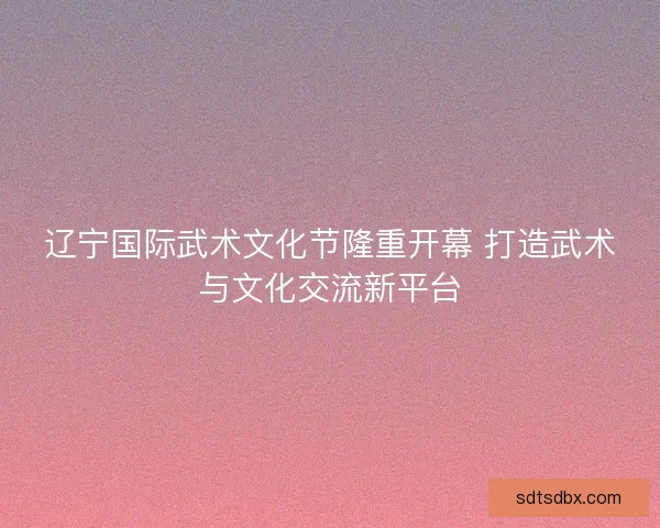 辽宁国际武术文化节隆重开幕 打造武术与文化交流新平台